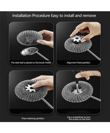 Metal Scrubber Dish Scrub Brush - Multipurpose Dish Brush with Handle | Drill Brush Power Scrubber | Pot Pan Sink Cleaning Pot Pan Sink Cleaning for Bathroom Kitchen Wall Oven Dish Tile Tub Floor (approx.)33*8cm. - Buy Online on GoSupps.com