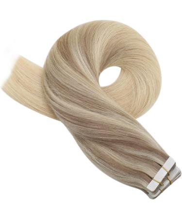 Moresoo 18 Inch Balayage Blonde Tape in Hair Extensions - Ash, Medium Blonde & Platinum Blonde Tape in Real Human Hair Extensions - 20 Pieces/50g - Buy Online on GoSupps.com