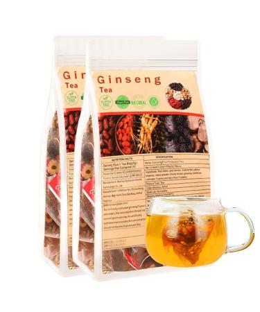 Ginseng Six Treasure Tea Organic Natural Six Treasure Teas for Daily Wellness Ginseng Mulberry Goji Berry Red Date | 30 Tea Bags for Men & Women (2 Pack)