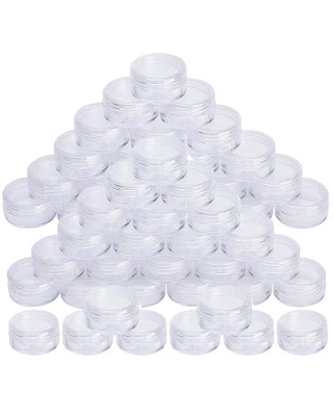 NALATI 50x Empty Plastic Cosmetic Jars with Clear Lids for Creams / Samples / Make-Up / Glitter Storage 5 ml 5 g