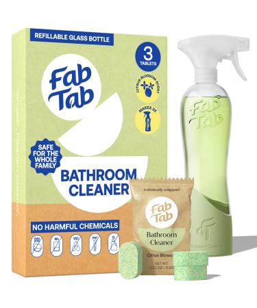 Bathroom Cleaner Starter Kit - Natural Cleaning Products - Household Cleaners - All-Purpose Cleaner Tablets - Plant-Based - Plastic-Free | Citrus Scent | No Harsh Chemicals