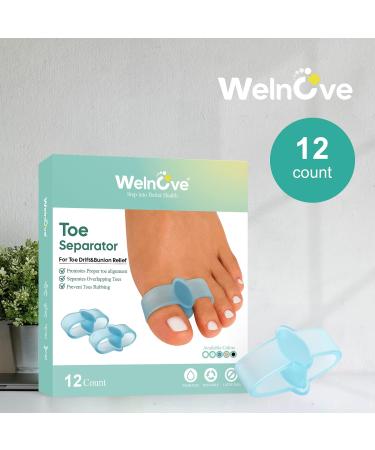 Welnove Toe Separators with 2 Loops - Pack of 12 Soft Gel Bunion Correctors - Big Toe Spacer for Bunion Pain and Overlapping Toe - Blue - Buy Online on GoSupps.com