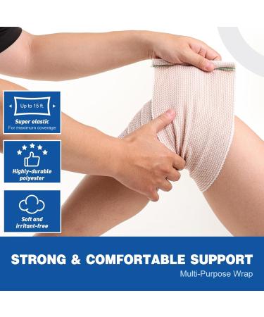 AZEN Premium 2 Pack Elastic Bandage Wrap - 6 Inch Compression Bandage for Legs Ankle Knee & Tummy | Latex-Free Lymphedema Support - Buy Online on GoSupps.com