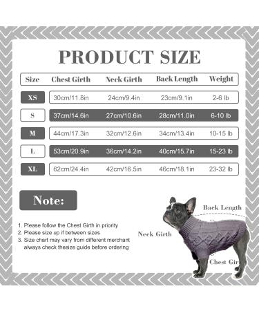 Hjumarayan Elegant Dog Sweater Warm & Stylish for Medium Dogs | Perfect Fit for French Bulldogs - XL (Breast 62cm Back 46cm) - Gray - Buy Online on GoSupps.com