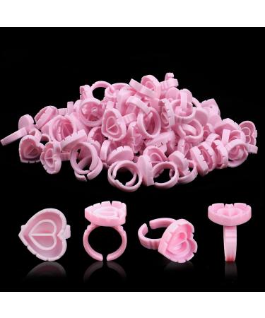 Fawyteng 100pcs Glue Rings Smart Glue Cups Lash Glue Holder Ring Cup Disposable Glue Cups Lash Glue Rings Lovely Heart Shape for Eyelash Extensions (pink) - Buy Online on GoSupps.com
