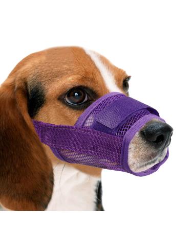 Yaodhaod dogs muzzle nylon-mesh breathable and comfortable quick-seated dog inevitation with adjustable straps biting chewing and barking (L violet) l violet
