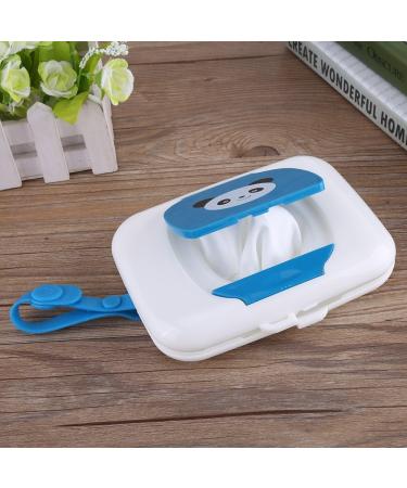 Baby Outdoor Portable Wet Tissue Dispenser Case Infant Reusable Stroller Pram Wet Wipes Box Convenient Tissue Case For Travel(White + Blue) Baby Tissue - Buy Online on GoSupps.com