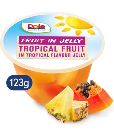 Dole Tropical Fruit Jelly Pots 20 x 123g - Assorted Fruits, No Added Sugar - Healthy Snack for Breakfast & Dessert - Buy Online on GoSupps.com