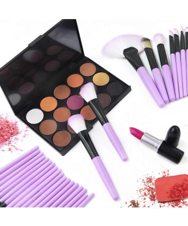 32-Piece Professional Makeup Brush Set with Nylon Bag - Purple - Buy Online on GoSupps.com