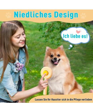 Phantasy Pet Dog & Cat Brush - Self-Cleaning Grooming Tool for Long & Short Hair Yellow Pet Comb with Handle - Buy Online on GoSupps.com
