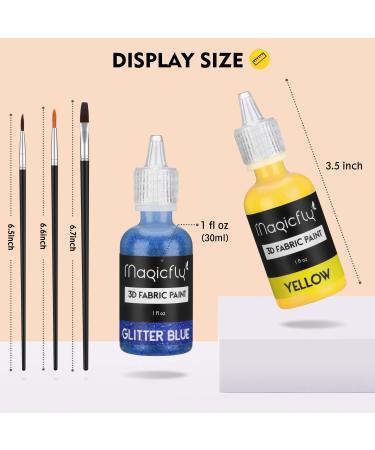 Magicfly 3D Fabric Permanent Paint Set - 40 Vibrant Colors with Brushes & Stencils - Ideal for Textiles, T-Shirts, Fabrics, Wood, Glass - 1oz Each (Pack of 40) - Buy Online on GoSupps.com