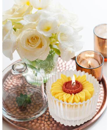 Buy Yellow Sunflower Candle in Glass Jar - Lilac Scented Perfect Home Decoration & Gift for Christmas & Thanksgiving - Buy Online on GoSupps.com
