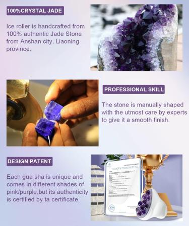 Face Roller & Gua Sha Tools - Jade Roller for Skin Care Face Lift & Puffy Eyes | Purple - Buy Online on GoSupps.com