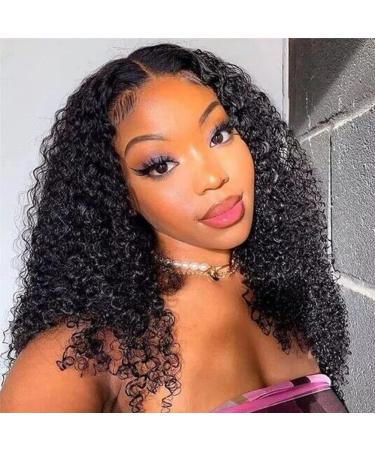 Mongolian Kinky Curly Lace Front Wig 16inch 13x4 HD Transparent Pre Plucked Human Hair Wig for Black Women - Buy Online on GoSupps.com