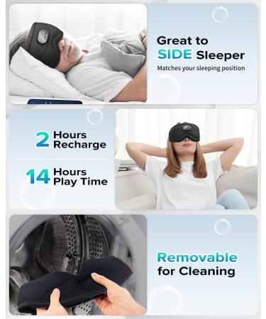 Bluetooth Sleep Mask Headphones | White Noise Blackout Sleepathy Mask | Upgraded 3D Contoured Headphones | Gift for Men & Women | Travel, Nap, Relaxation - Buy Online on GoSupps.com