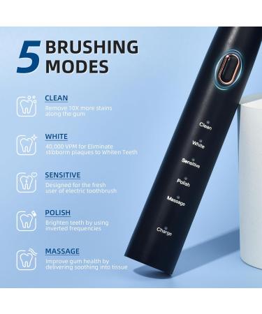 Y-Kelin Electric Toothbrush for Adults - 5 Modes Soft Bristles (Black) | Best International Shipping - Buy Online on GoSupps.com