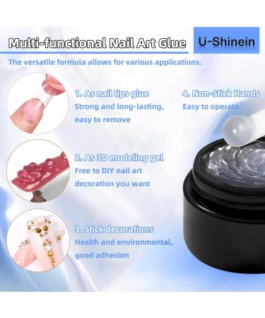 U-shinein 15ml Solid Nail Glue Gel - Acrylic & Press-On Nail Tips Adhesive | Transparent 0.52oz for Nail Art & Manicure - Buy Online on GoSupps.com
