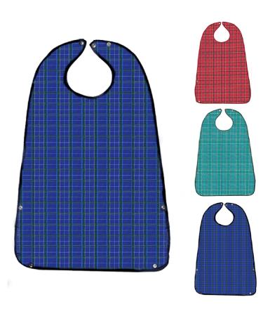 3 Pack Adult Bibs for Eating, Waterproof Clothing Protector with Crumb Catcher, Machine Washable Adult Bibs for men/women Red-snap