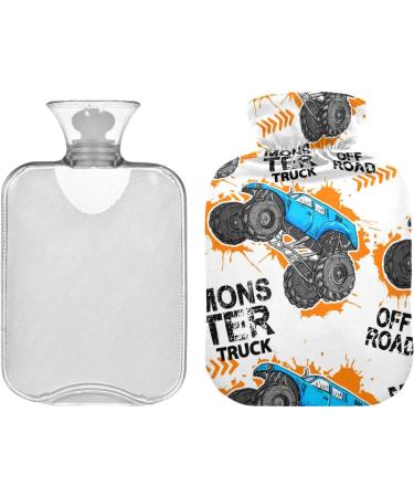 Hot Water Bottles with Cover Blue Yellow Monster Truck | 2L Pain Relief & Bed Warmer for Sore Muscles & Arthritis - Buy Online on GoSupps.com