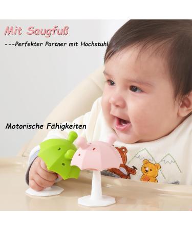 Bite Ring Baby - BPA Free Silicone Umbrella Toy with Suction Foot - Perfect Biting Toy for Boys & Girls - Pink - Buy Online on GoSupps.com