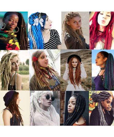 SEGO Dreadlocks Extensions - 10 Strands 24 Synthetic Braids | Handmade Black Gray & White Crochet Dreads - Buy Online on GoSupps.com