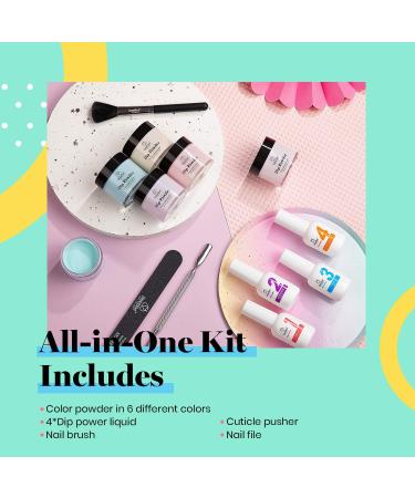 Beetles Pastel Dip Powder Nail Kit - 6 Spring Summer Colors for DIY Manicure | Includes Base, Top Coat, Activator, and Brush | Perfect Easter Salon Nail Art Set for Women - Buy Online on GoSupps.com