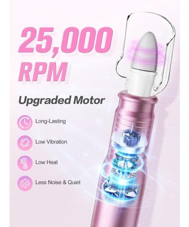Subay Professional Manicure Pedicure Kit - 25000RPM Electric Nail Drill Set with LED Display & 11 Attachments - Nail Grinder for Women Men Babies & Pets - Pink - Buy Online on GoSupps.com