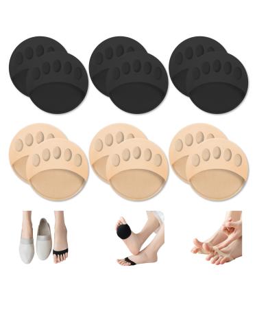 JEVRKAPZ Foot Pads Metatarsal Forefoot Pads for Women High Heels Shoes Ball of Foot Cushions for Women Honeycomb Fabric Forefoot Pads Men Prevention Pain Relief Reusable Sock Cushions 3 Pairs Black+3 Pairs Beige