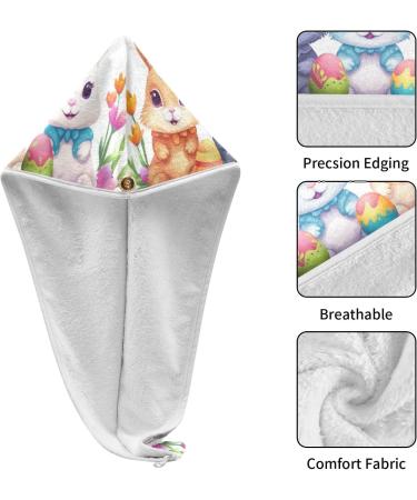 Buy Colorful Easter Rabbits Hair Towel 2 Pack - Super Absorbent Quick Dry Hair Turbans for Women & Girls - Ideal Travel Accessory - Buy Online on GoSupps.com