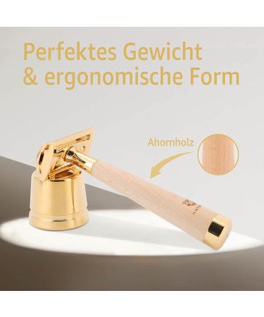 ANYMALE Safety Razor with Maple Wood Handle | Plastic-Free Ladies Razor Set with Stand & 5 ASTRA Blades - Eco-Friendly Shaving Solution - Buy Online on GoSupps.com