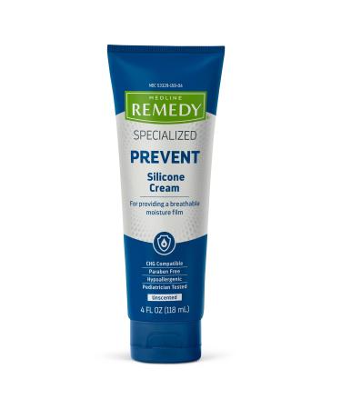 Medline Remedy Specialized Silicone Cream Unscented (4 fl oz) Gentle Breathable Film for All Ages Paraben-free and Hypoallergenic Skin Care Barrier for Dry Cracked Skin
