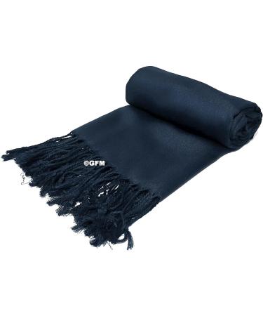 GFM Smooth Shiny Surface Pashmina Style Scarf - L9 Very Dark Navy Blue - Buy Online on GoSupps.com