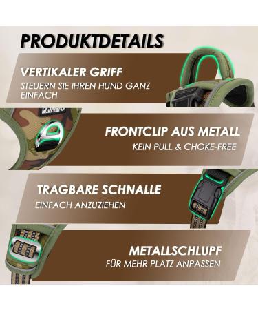 Eyin Small Dog Harness - Adjustable Breathable Reflective Padded with Handle - Camouflage Green for Daily Training (Neck 32-46cm Chest 35-63cm) - Buy Online on GoSupps.com