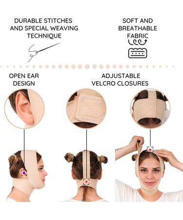 Post Surgery Neck Chin Compression Garment Wrap Bandage for Women - Face Slimmer Jowl Tightening - Neck Coverage Chin Lifting Strap (M) - Buy Online on GoSupps.com