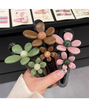 Retro Flower Duckbill and Straight Clip Vintage Flower Non Slip Hair Duckbill Hair Clips Crystal Flower Braided Hair Clips Hair Clips Bun Hair Accessories 3pcs Brown - Buy Online on GoSupps.com