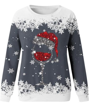 Women's Christmas Snowman and Penguin Print Sweatshirt - Dark Gray XL - Buy Online on GoSupps.com