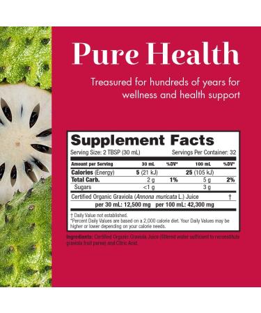 Dynamic Health Graviola Gold - Organic 100% Graviola Juice | 32oz Vegetarian Dietary Supplement, Gluten & BPA Free - Buy Online on GoSupps.com