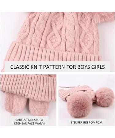 XIAOHAWANG Warm Kids Beanie with Pompom | Winter Knitted Baby Hat for Boys and Girls 6-24 Months | Skin Pink - Buy Online on GoSupps.com
