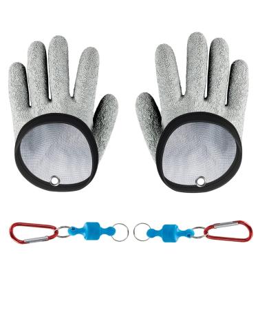 LZYKJGS 2 pieces waterproof fishing gloves fishing gloves fishing gloves predatory fish with anti cut and magnetic closure gray