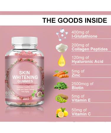 Collagen Gummies Glutathione Collagen Glow Gummies Collagen Glutathione Skin Whitening Gummies Organic Glow Beauty Collagen for Skin Care - Buy Online on GoSupps.com