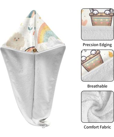 Cute Bunnies Hot Air Balloons Hair Towel 2 Pack - Super Absorbent Quick Dry Hair Turbans for Women & Girls - Buy Online on GoSupps.com