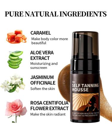 Tanning Mousse Skin Moisturising Self Tanner Cream Sunless Tan Lotion 100g for Home Travel - Buy Online on GoSupps.com