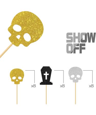 MonMon & Craft Skull Cupcake Toppers/Death to My 20s 30s 40s 50s Cupcake Toppers/Farewell Sweet Youth/RIP 20s 30s 40s Birthday Party Decorations/Glitter - 24 Pcs - Buy Online on GoSupps.com
