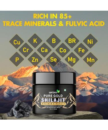 LEAFTOUCH Pure Gold Shilajit Resin | Pure Himalayan Shilajit Resin | Organic and High Potency | 85+ Trace Minerals & Rich in Fulvic Acid | 30gm (1.06 Oz) Pure Gold Shilajit (Pack of 1) - Buy Online on GoSupps.com