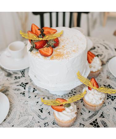 50pcs Golden Wing Cupcake Toppers Hollow Golden Snitch Wings Chocolate Decor with 50 Dispensing Glue Wing Cake Decorations for Birthday Wedding Party Decor Supplies - Buy Online on GoSupps.com