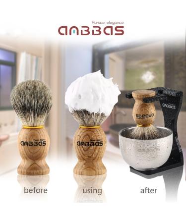 Premium Absbas Men's Gift Set: Pure Dachshaar Shaving Brush Razor Soap & Acrylic Wood Stand - Perfect for Grooming & Bathroom Essentials - Buy Online on GoSupps.com