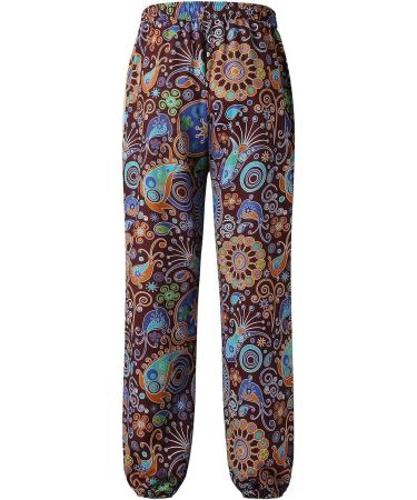 Men's Linen Beach Pants - Lightweight Drawstring Casual Trousers in Wine - Size Large - Buy Online on GoSupps.com