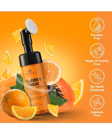 Brightening Vitamin C Foaming Face Wash | Papaya & Orange Extracts | Deep Cleansing Silicone Brush | Paraben & Sulfate Free | 150ml - For All Skin Types - Buy Online on GoSupps.com