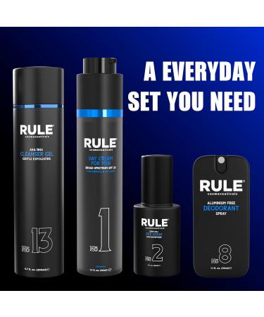 RULE COSMECEUTICALS - Men's Deluxe Gift Set No.1 Men's Face Cream No.8 Deodorant Spray No.13 Cleanser Gel No.2 Eye Serum Eye & Skin Care Set - Buy Online on GoSupps.com