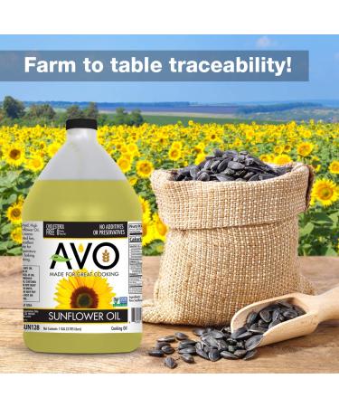 AVO Non-GMO High Oleic Sunflower Oil - 1 Gallon | Ideal for General Cooking - Buy Online on GoSupps.com